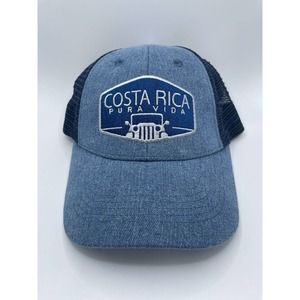 Costa Rica Cap Optimis Mesh Snapback Hat Blue PURA VIDA Adjustable Adult Trucker